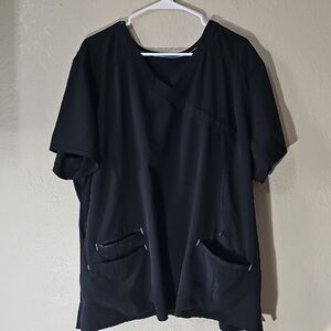 1i Scrubstar Black Short-Sleeve Medical Top with Pocket Accents